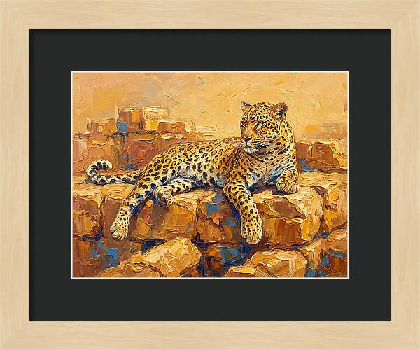 Leopard Relaxing On Rocks