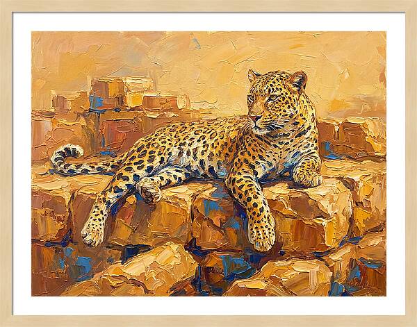Leopard Relaxing On Rocks