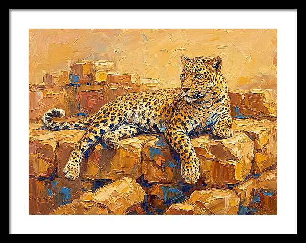 Leopard Relaxing On Rocks