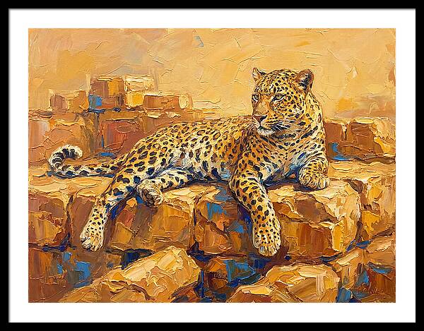Leopard Relaxing On Rocks
