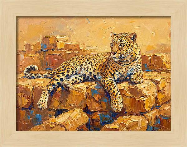 Leopard Relaxing On Rocks