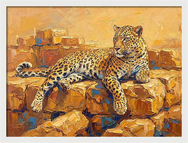 Leopard Relaxing On Rocks