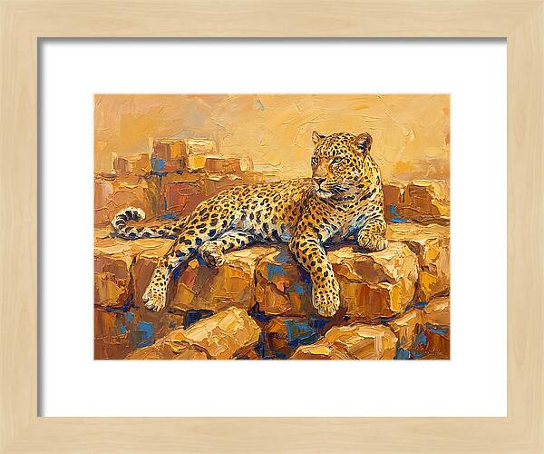 Leopard Relaxing On Rocks