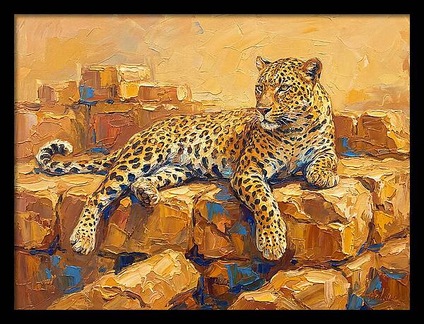 Leopard Relaxing On Rocks