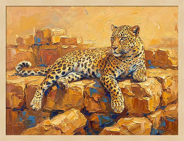 Leopard Relaxing On Rocks