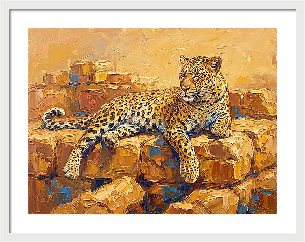 Leopard Relaxing On Rocks