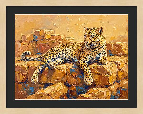 Leopard Relaxing On Rocks