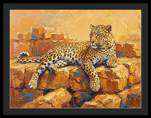 Leopard Relaxing On Rocks