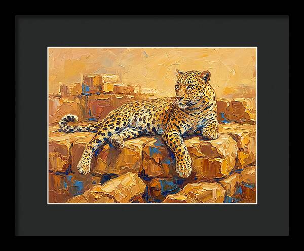 Leopard Relaxing On Rocks