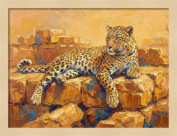 Leopard Relaxing On Rocks