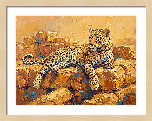 Leopard Relaxing On Rocks