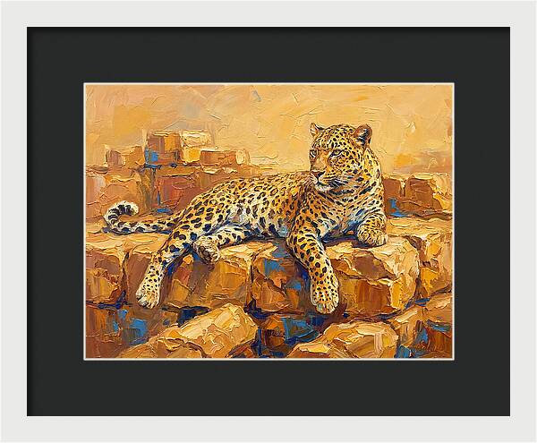 Leopard Relaxing On Rocks
