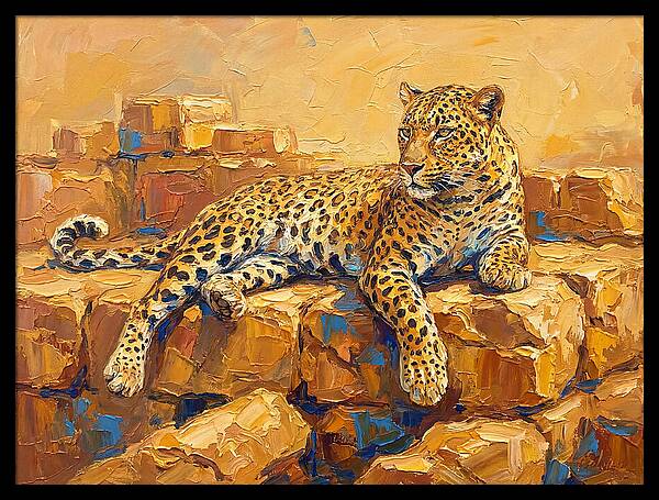 Leopard Relaxing On Rocks
