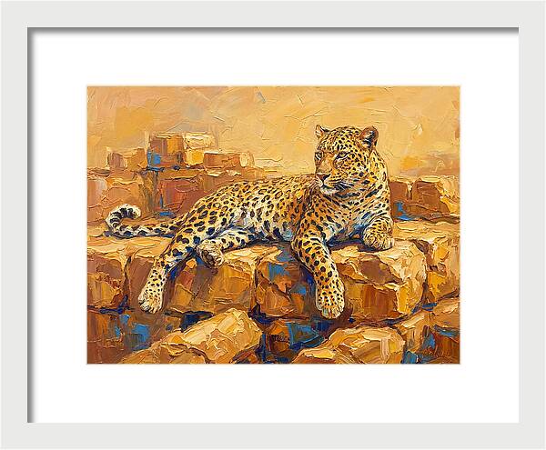 Leopard Relaxing On Rocks