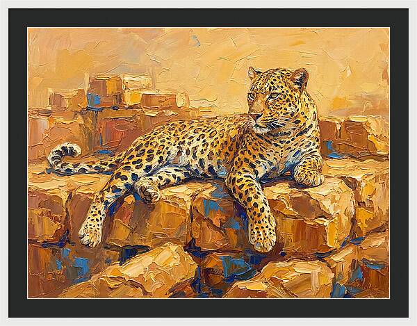 Leopard Relaxing On Rocks