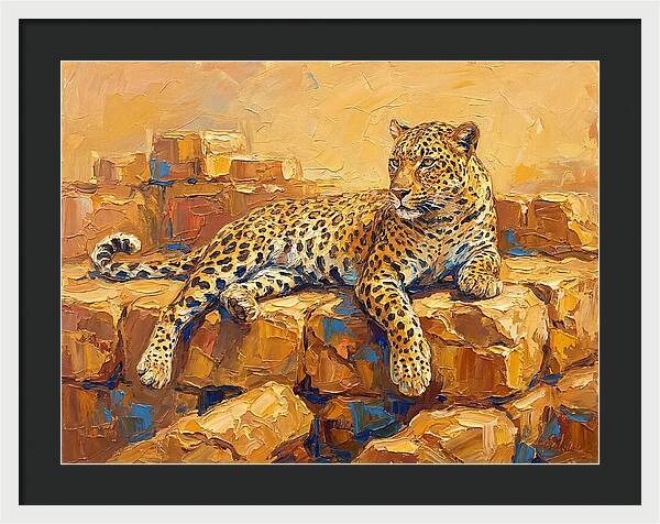Leopard Relaxing On Rocks