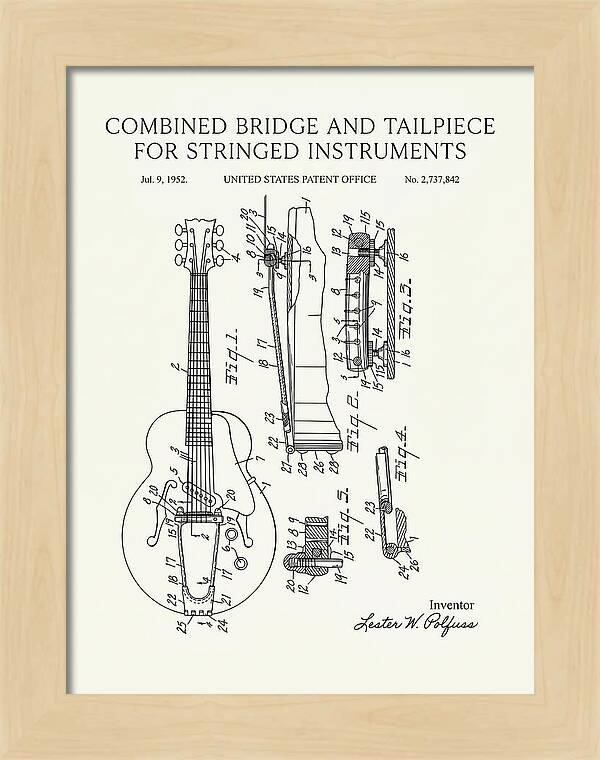 Les Paul Guitar Bridge And Tailpiece Les Paul Minimalist Patent Us2737842a