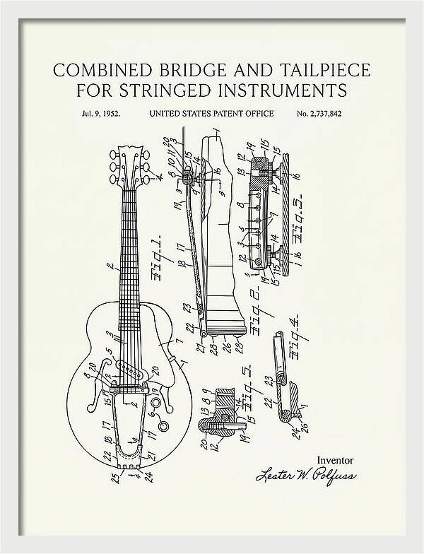 Les Paul Guitar Bridge And Tailpiece Les Paul Minimalist Patent Us2737842a