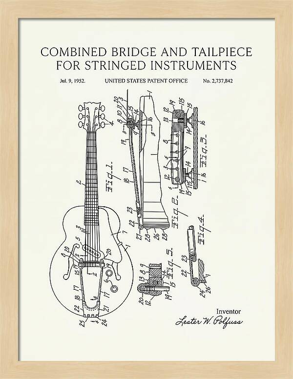 Les Paul Guitar Bridge And Tailpiece Les Paul Minimalist Patent Us2737842a
