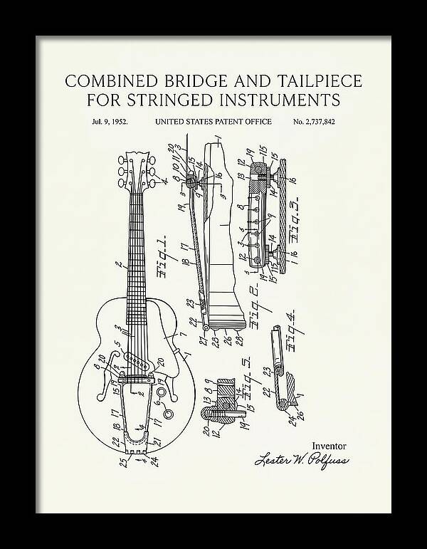 Les Paul Guitar Bridge And Tailpiece Les Paul Minimalist Patent Us2737842a