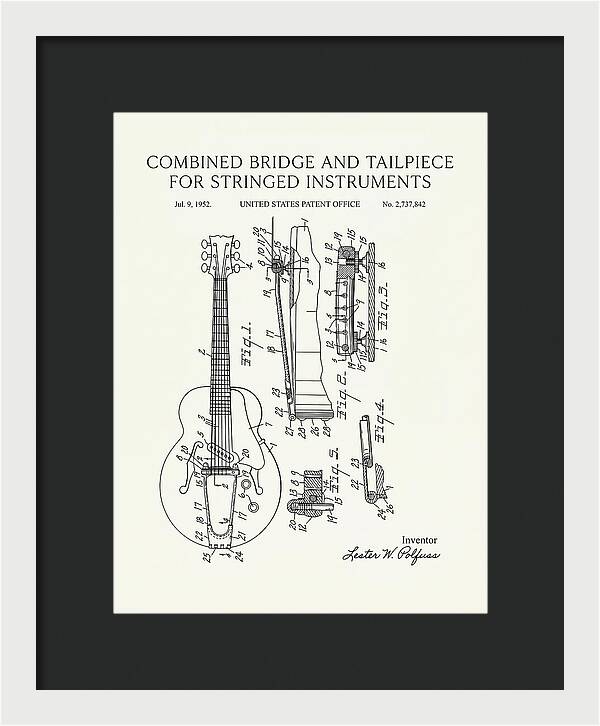 Les Paul Guitar Bridge And Tailpiece Les Paul Minimalist Patent Us2737842a