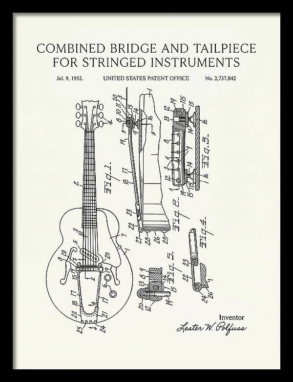 Les Paul Guitar Bridge And Tailpiece Les Paul Minimalist Patent Us2737842a