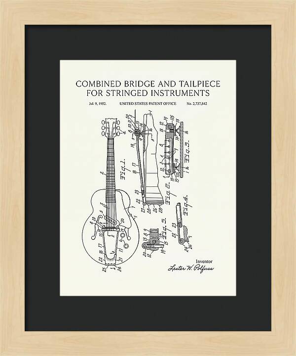 Les Paul Guitar Bridge And Tailpiece Les Paul Minimalist Patent Us2737842a