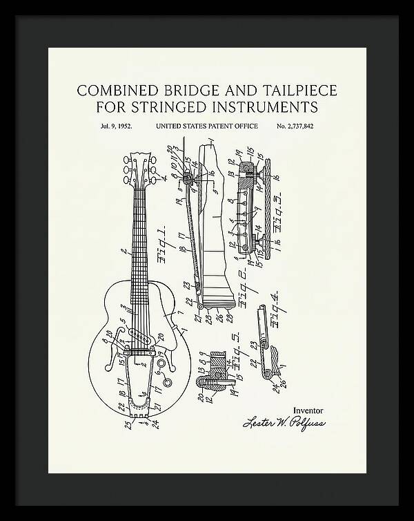 Les Paul Guitar Bridge And Tailpiece Les Paul Minimalist Patent Us2737842a