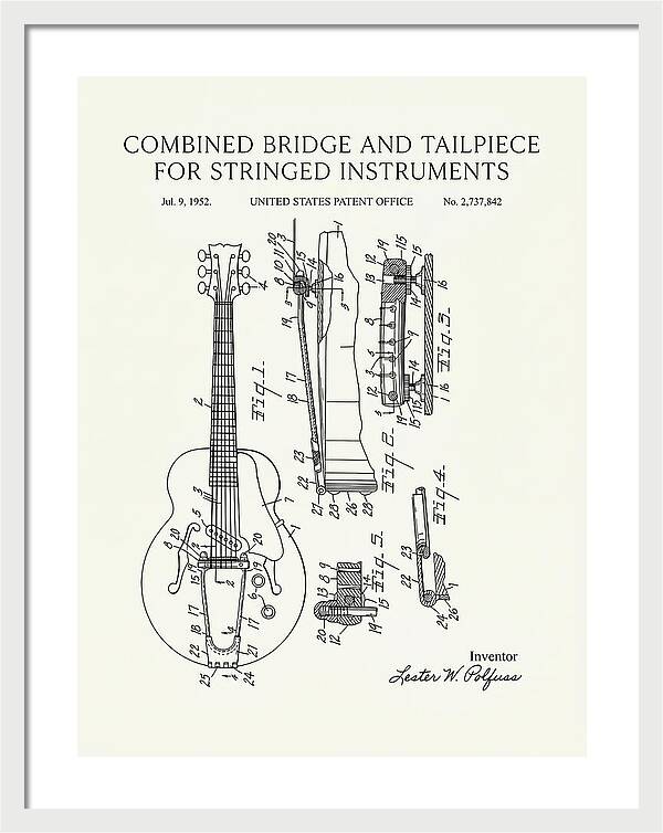 Les Paul Guitar Bridge And Tailpiece Les Paul Minimalist Patent Us2737842a