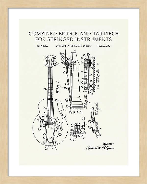 Les Paul Guitar Bridge And Tailpiece Les Paul Minimalist Patent Us2737842a