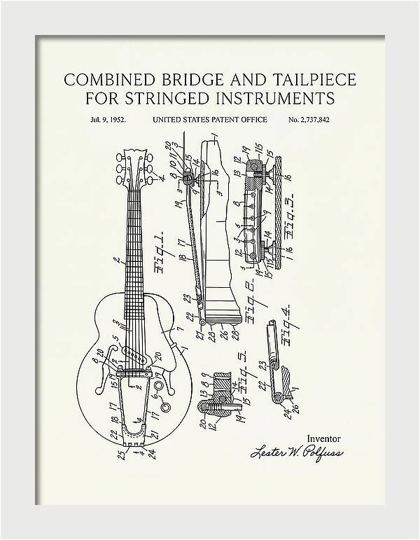 Les Paul Guitar Bridge And Tailpiece Les Paul Minimalist Patent Us2737842a