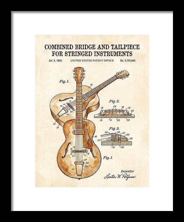 Les Paul Guitar Bridge And Tailpiece Les Paul Watercolor Patent Us2737842a