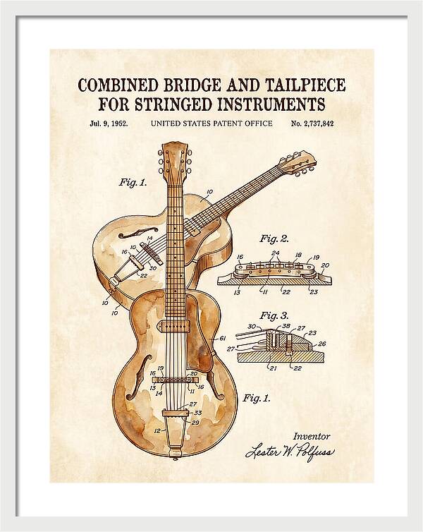 Les Paul Guitar Bridge And Tailpiece Les Paul Watercolor Patent Us2737842a