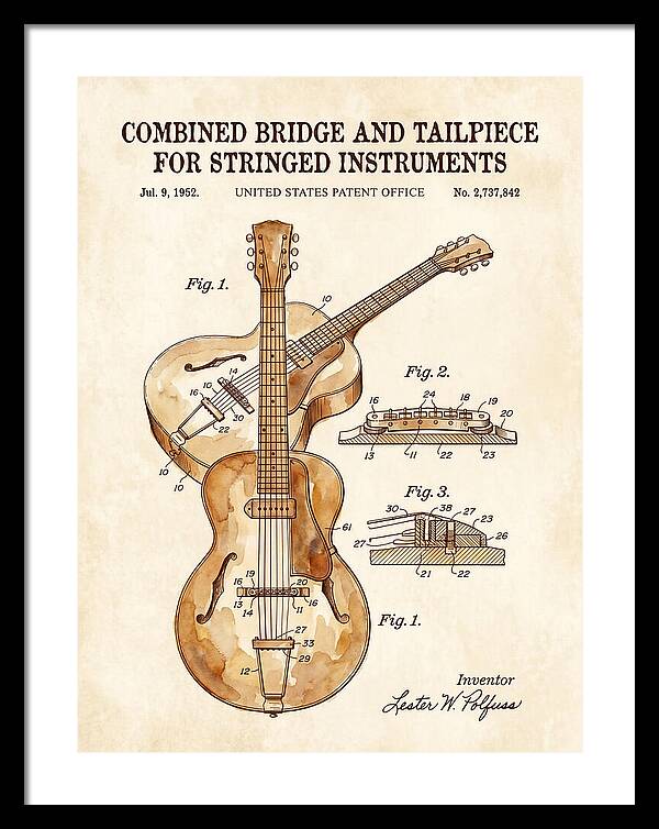 Les Paul Guitar Bridge And Tailpiece Les Paul Watercolor Patent Us2737842a