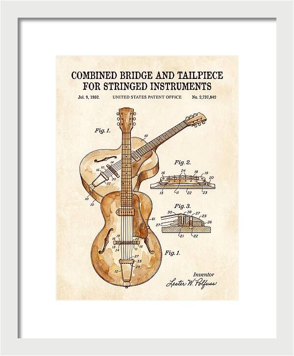 Les Paul Guitar Bridge And Tailpiece Les Paul Watercolor Patent Us2737842a