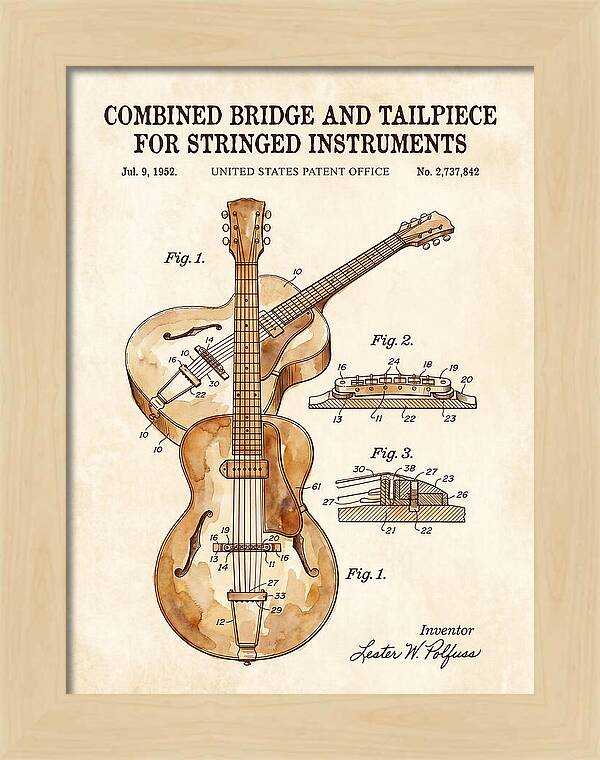 Les Paul Guitar Bridge And Tailpiece Les Paul Watercolor Patent Us2737842a