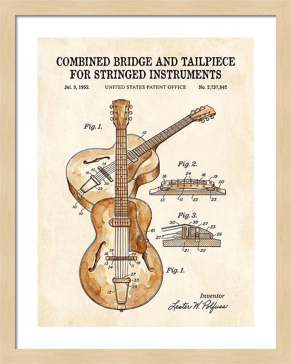 Les Paul Guitar Bridge And Tailpiece Les Paul Watercolor Patent Us2737842a