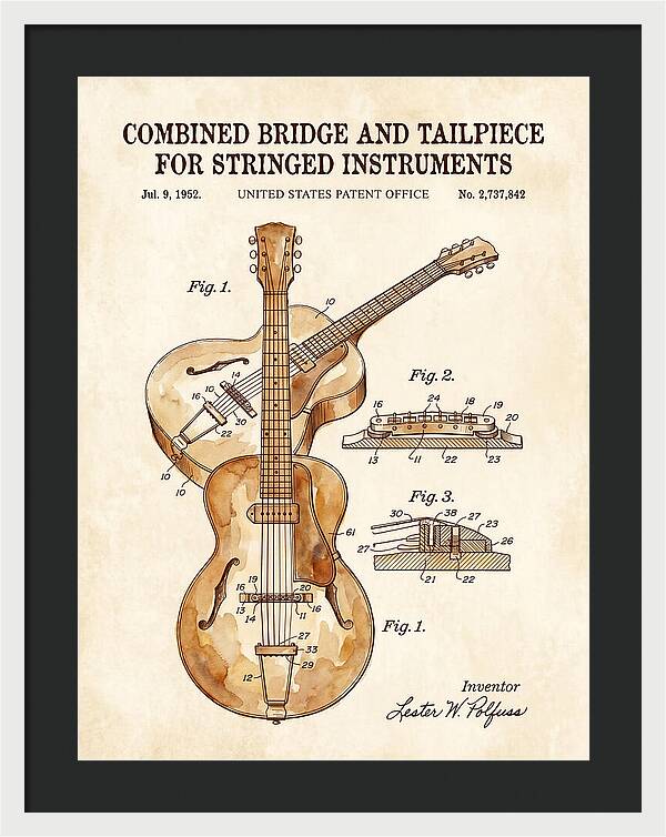 Les Paul Guitar Bridge And Tailpiece Les Paul Watercolor Patent Us2737842a