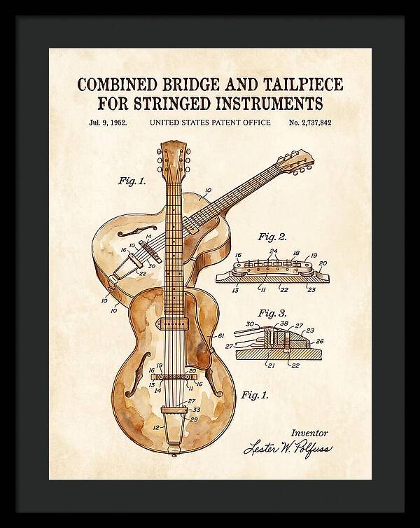 Les Paul Guitar Bridge And Tailpiece Les Paul Watercolor Patent Us2737842a