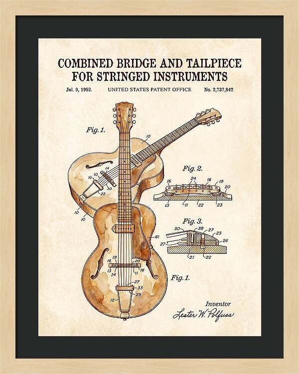 Les Paul Guitar Bridge And Tailpiece Les Paul Watercolor Patent Us2737842a