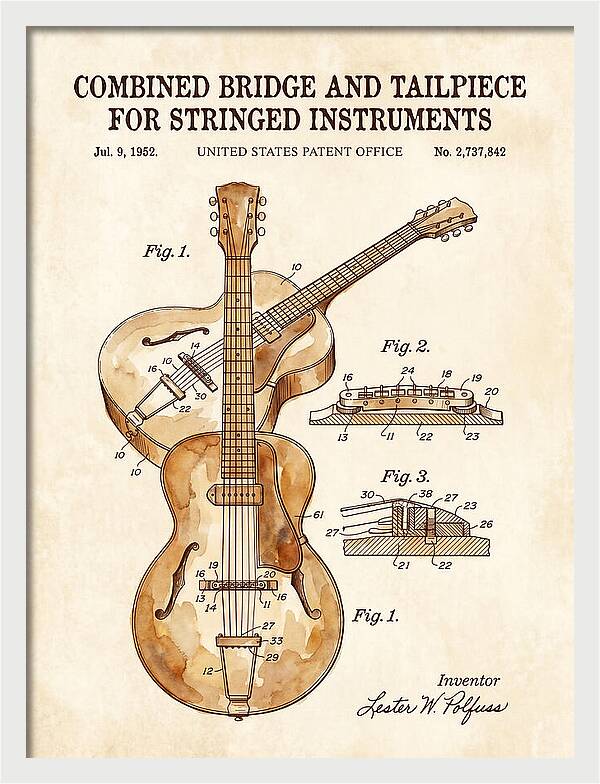 Les Paul Guitar Bridge And Tailpiece Les Paul Watercolor Patent Us2737842a