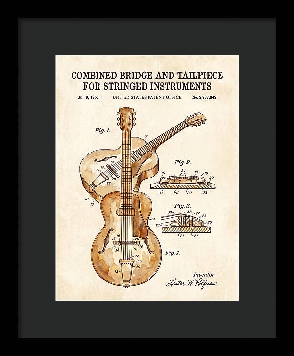 Les Paul Guitar Bridge And Tailpiece Les Paul Watercolor Patent Us2737842a