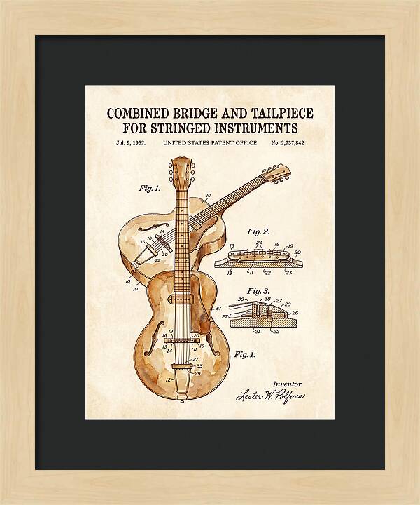 Les Paul Guitar Bridge And Tailpiece Les Paul Watercolor Patent Us2737842a