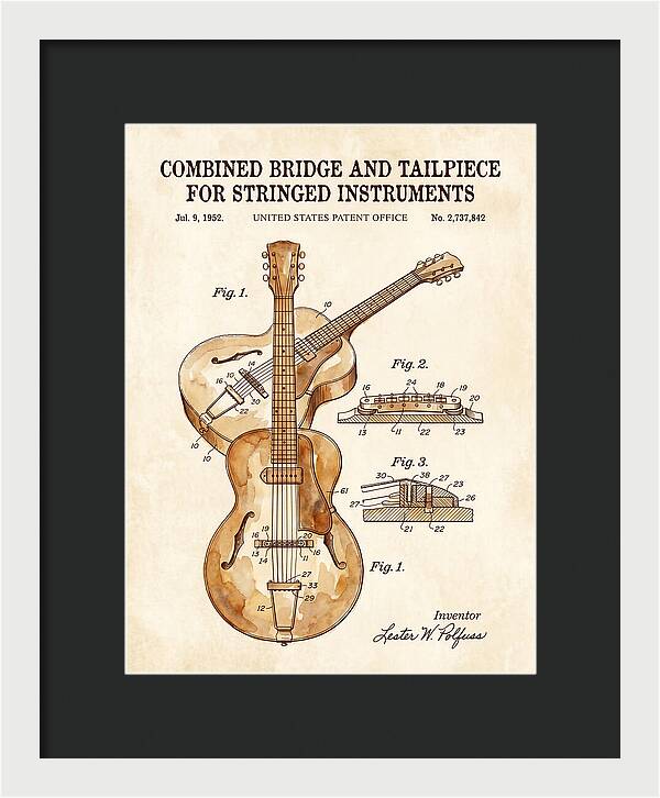 Les Paul Guitar Bridge And Tailpiece Les Paul Watercolor Patent Us2737842a