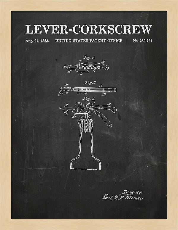 Lever Corkscrew Waiter's Friend Chalkboard Patent Us283731a