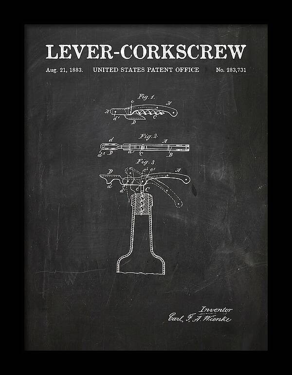 Lever Corkscrew Waiter's Friend Chalkboard Patent Us283731a