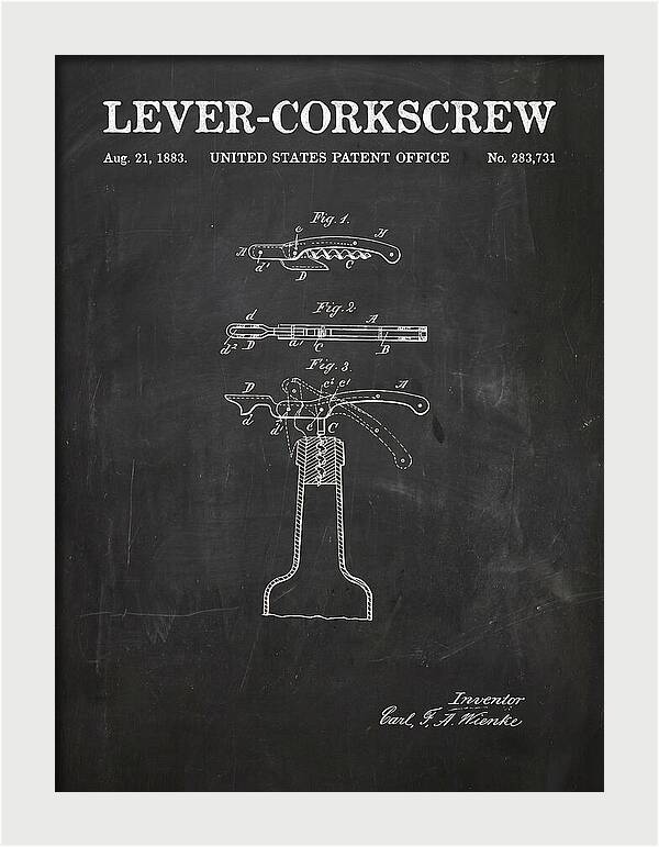 Lever Corkscrew Waiter's Friend Chalkboard Patent Us283731a