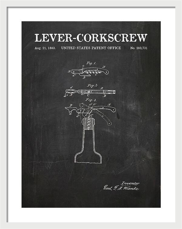 Lever Corkscrew Waiter's Friend Chalkboard Patent Us283731a