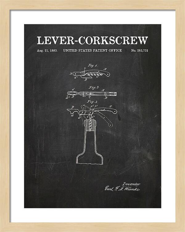 Lever Corkscrew Waiter's Friend Chalkboard Patent Us283731a