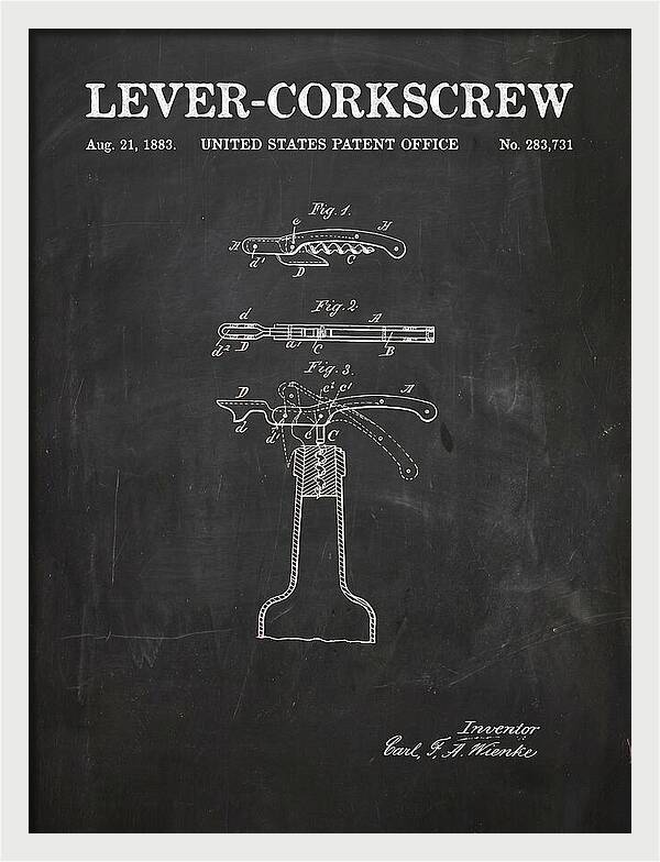 Lever Corkscrew Waiter's Friend Chalkboard Patent Us283731a